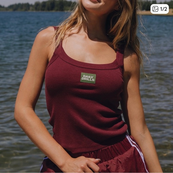 Daily Drills Maroon Tank Top and Shorts set - Picture 1 of 1